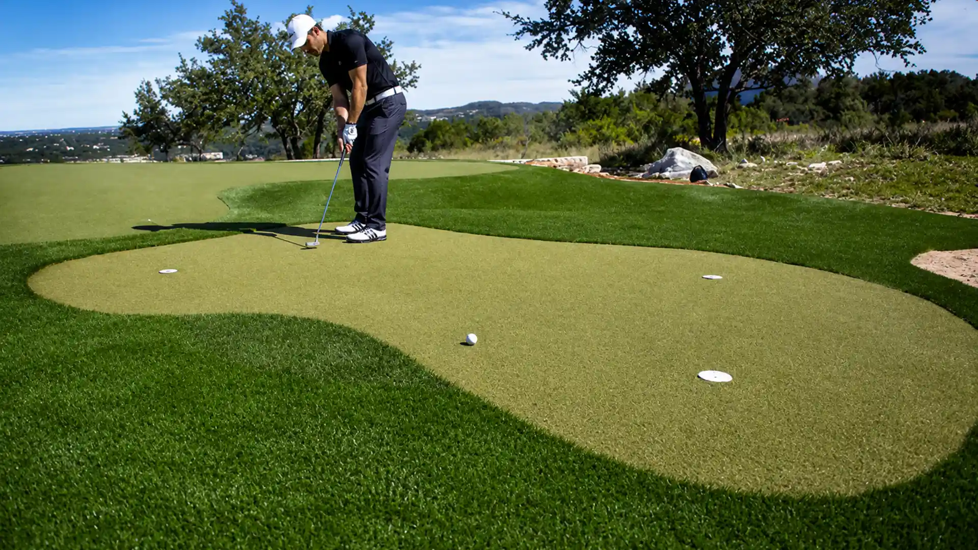 image of golfer practicing 20 foot putt drill
