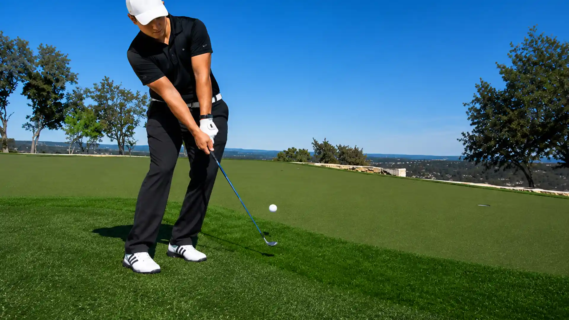 image of golfer practicing chip shots drill