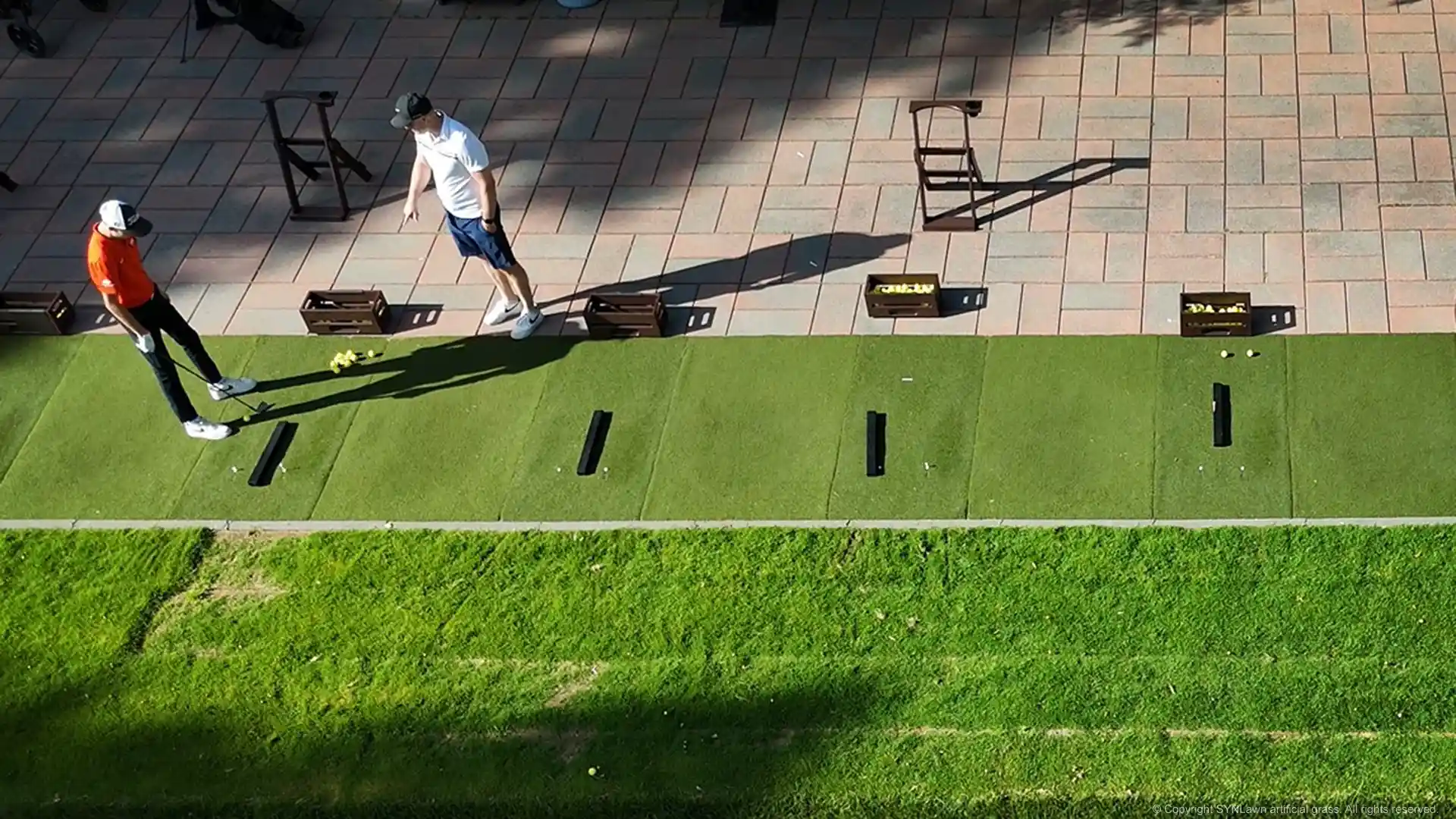 image of synthetic tee line using SYNLawn Golf's Tee Strike golf turf for driving ranges and tee boxes